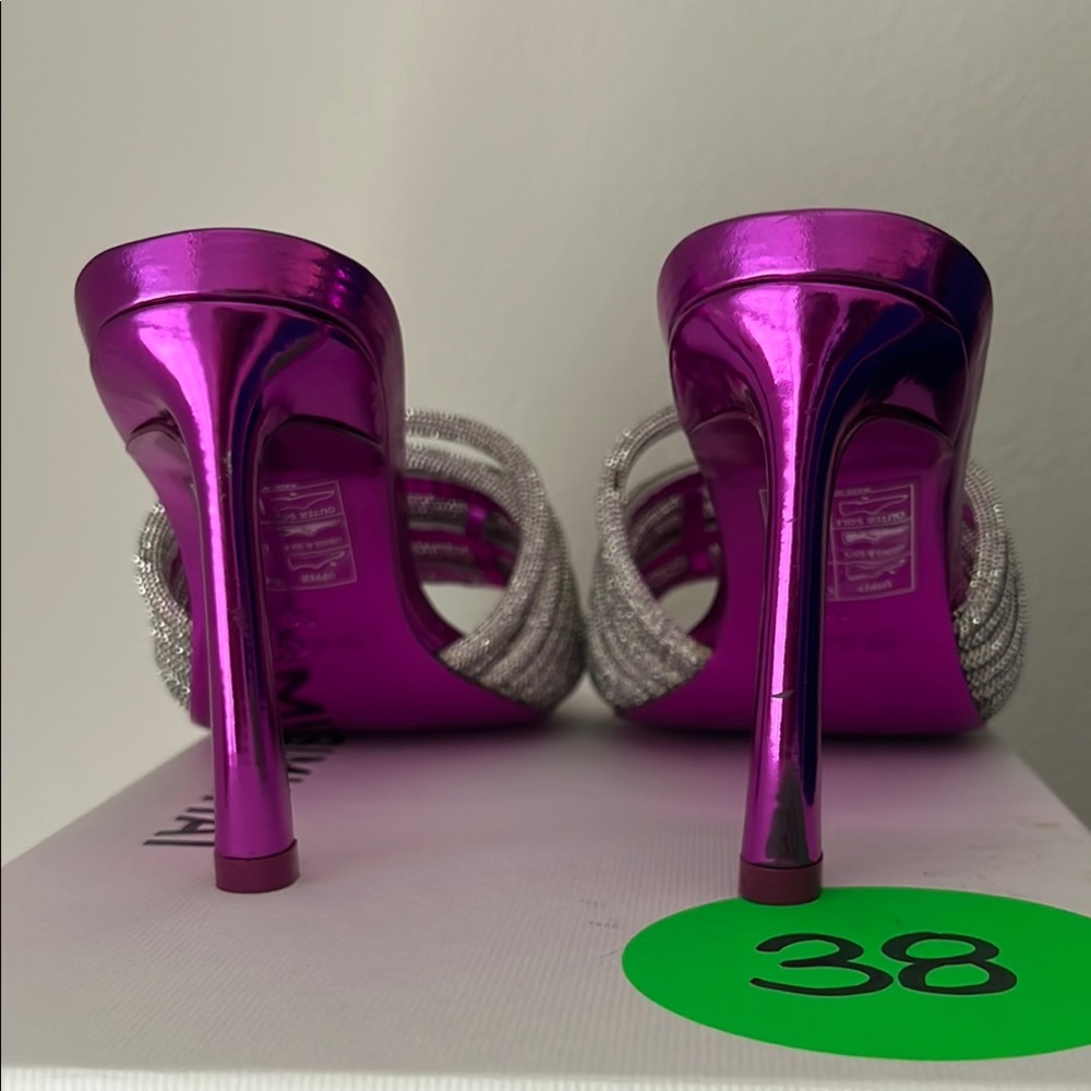 Simkhai Lena Metallic Crystal Strap Heel in Fuchsia - Picture 4 of 6